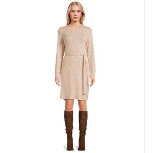 Time and Tru Women's Size M (8-10) Long Sleeve Belted Hacci Dress
